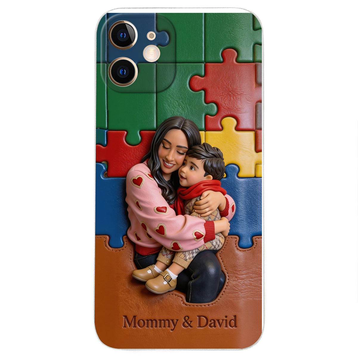 Autism Mom - Personalized Autism Awareness 3D Embossed Leather Phone Case