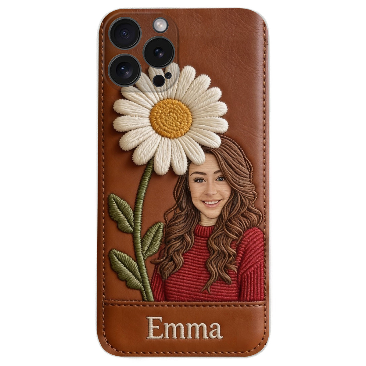 Custom Any Photo Birthmonth Flower - Personalized Self Love Leather Phone Case