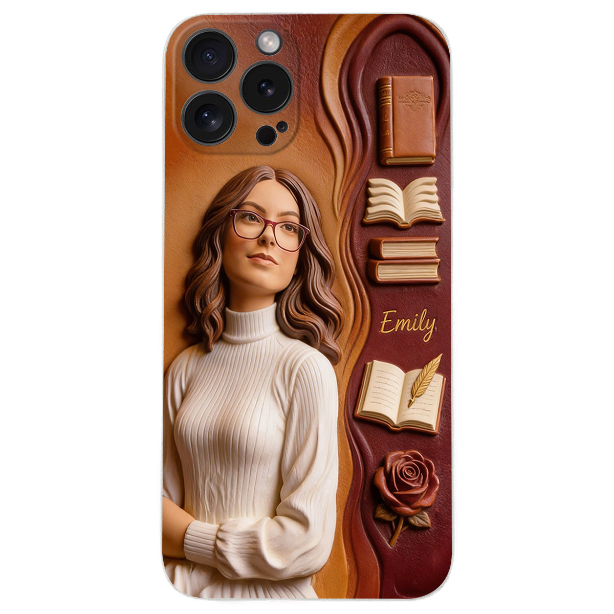 Custom Any Photo Love Books - Personalized Book 3D Embossed Leather Phone Case