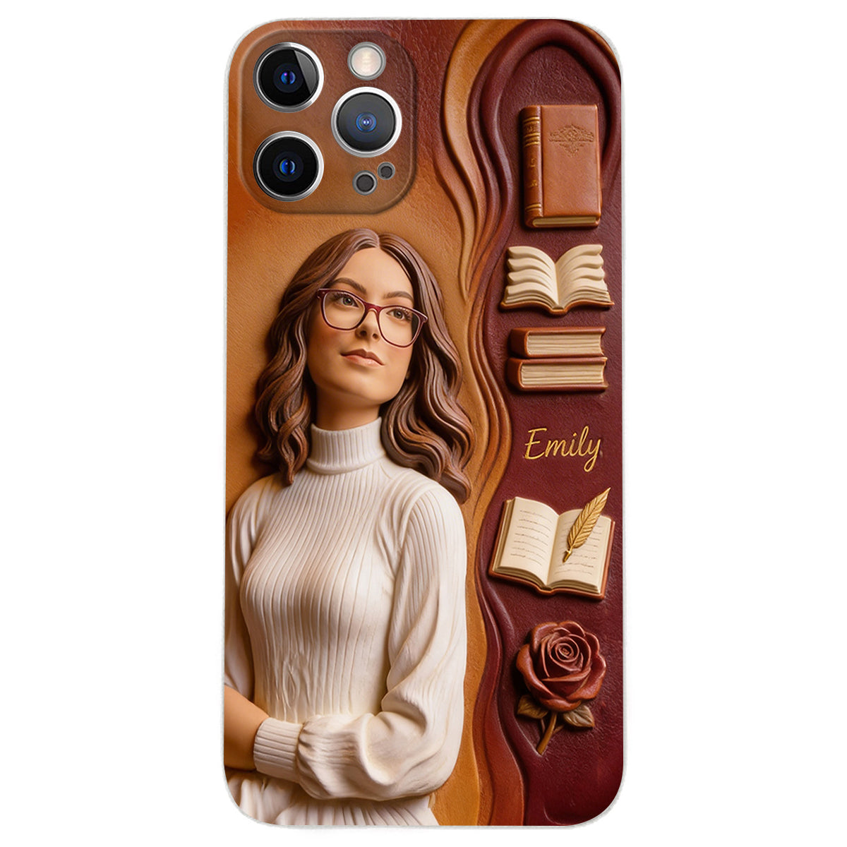 Custom Any Photo Love Books - Personalized Book 3D Embossed Leather Phone Case