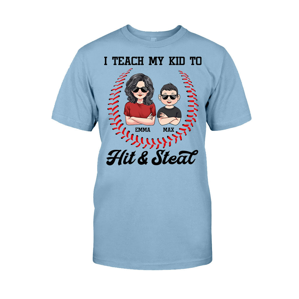Ich bringe meinem Kind Baseball bei – personalisiertes T-Shirt und Hoodie