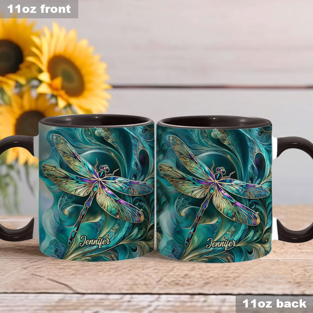 Beautiful Dragonfly - Personalized Dragonfly Accent Mug