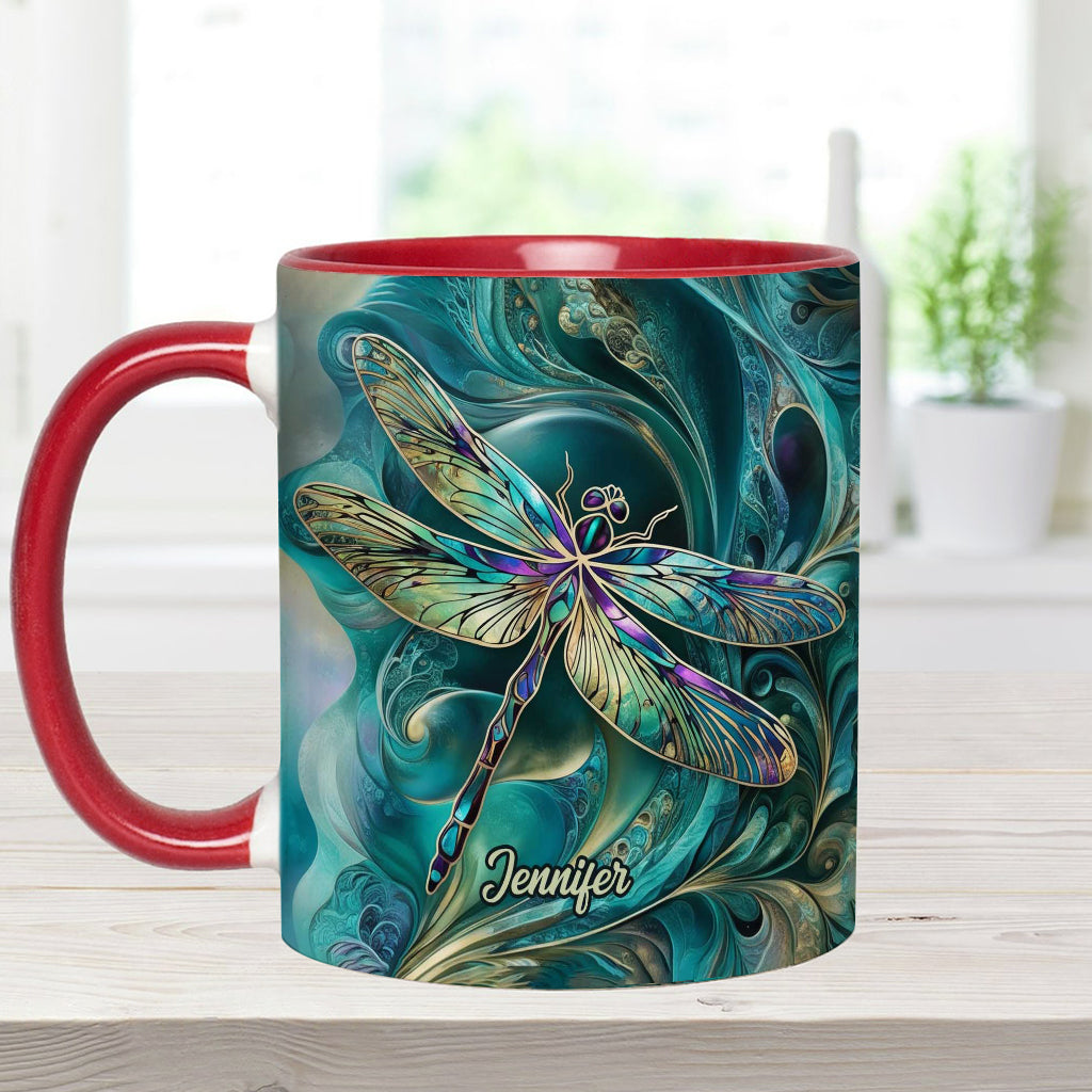 Beautiful Dragonfly - Personalized Dragonfly Accent Mug