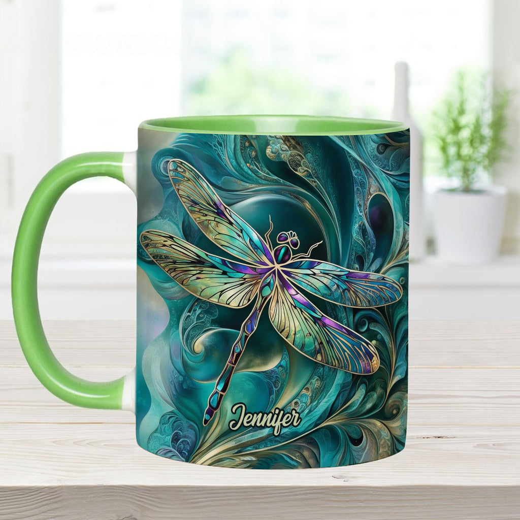 Beautiful Dragonfly - Personalized Dragonfly Accent Mug