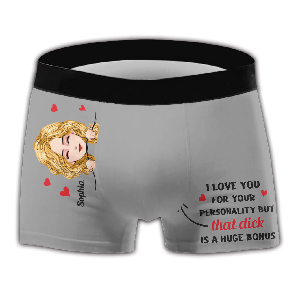 Ich liebe dich für deine Persönlichkeit – Personalisierte Boxershorts für Paare