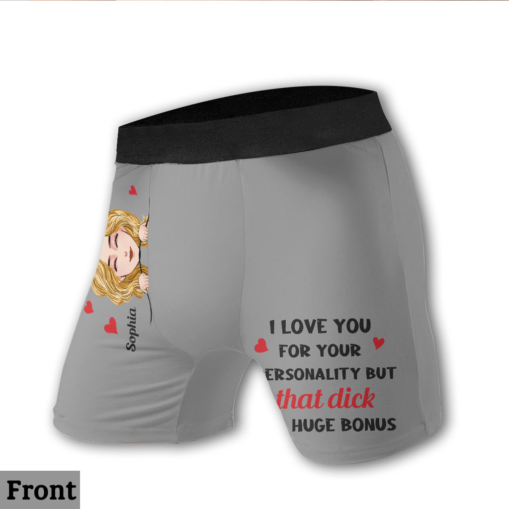 Ich liebe dich für deine Persönlichkeit – Personalisierte Boxershorts für Paare