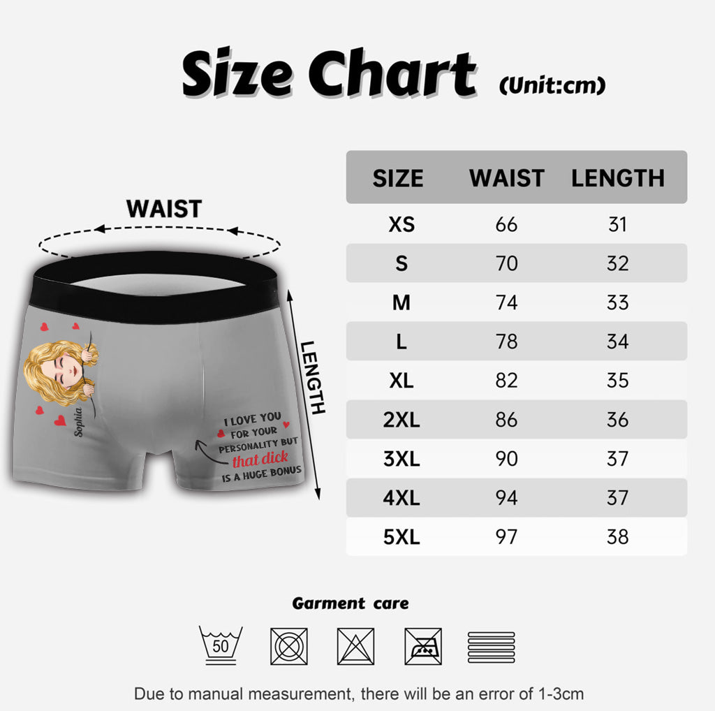 Ich liebe dich für deine Persönlichkeit – Personalisierte Boxershorts für Paare