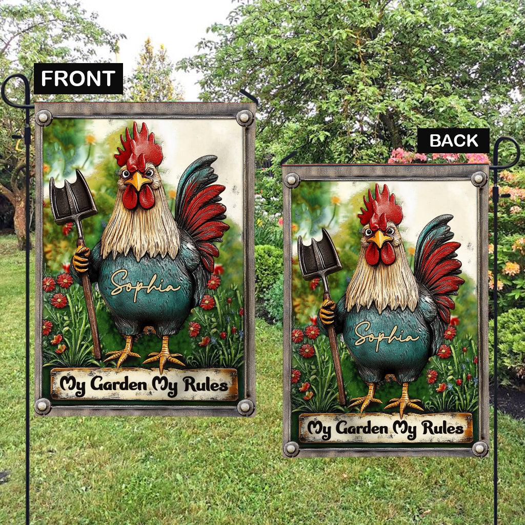 Mein Garten, meine Regeln – Personalisierte Gartenflagge