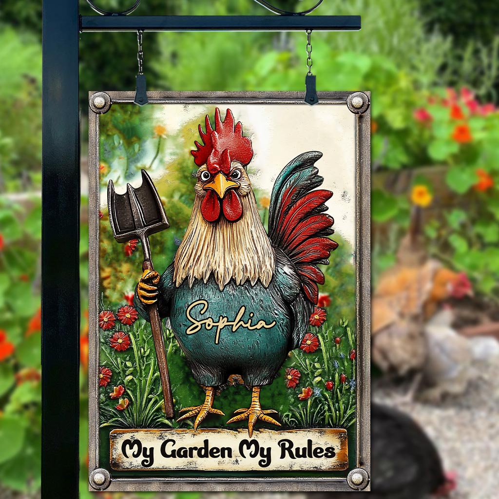 My Garden My Rules - Personalized Gardening Rectangle Metal Sign