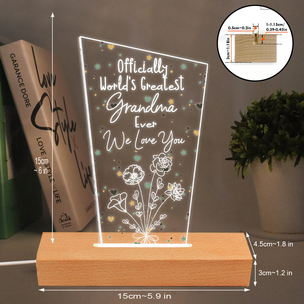 Offiziell die beste Mama der Welt – Geschenk für Mama, Opa, Ehemann, Ehefrau, Oma, Papa – Personalisierte, geformte Leuchtplatte