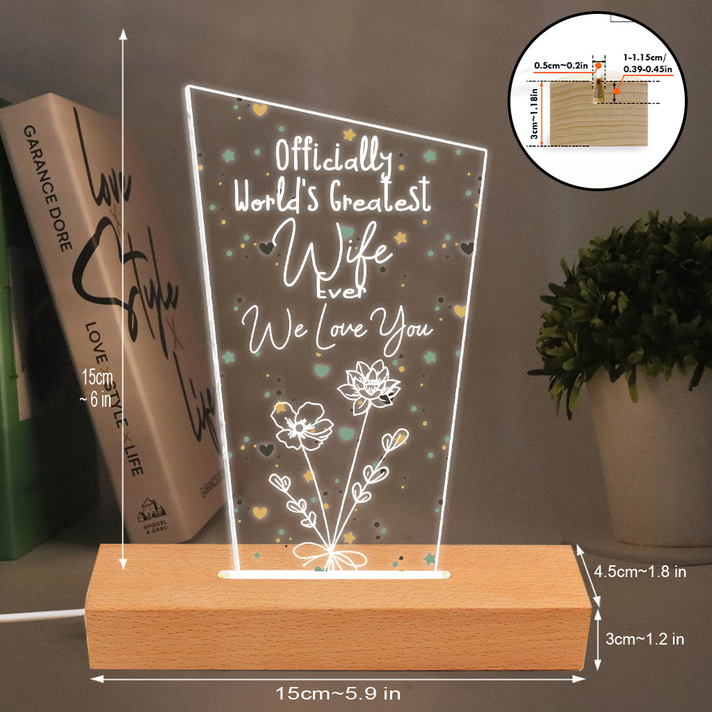 Offiziell die beste Mama der Welt – Geschenk für Mama, Opa, Ehemann, Ehefrau, Oma, Papa – Personalisierte, geformte Leuchtplatte