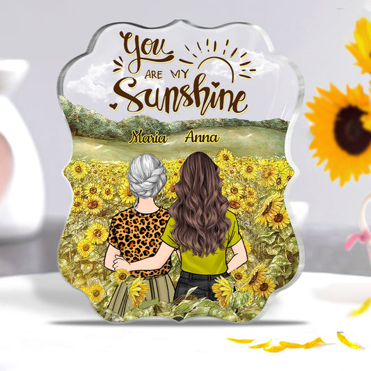 Du bist mein Sonnenschein – Geschenk für Mama, Oma, Enkelin, Tochter – Personalisierte Acrylplakette in individueller Form