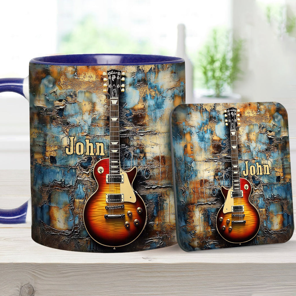 Vintage-E-Gitarre – personalisierte Tasse mit Gitarrenmotiv