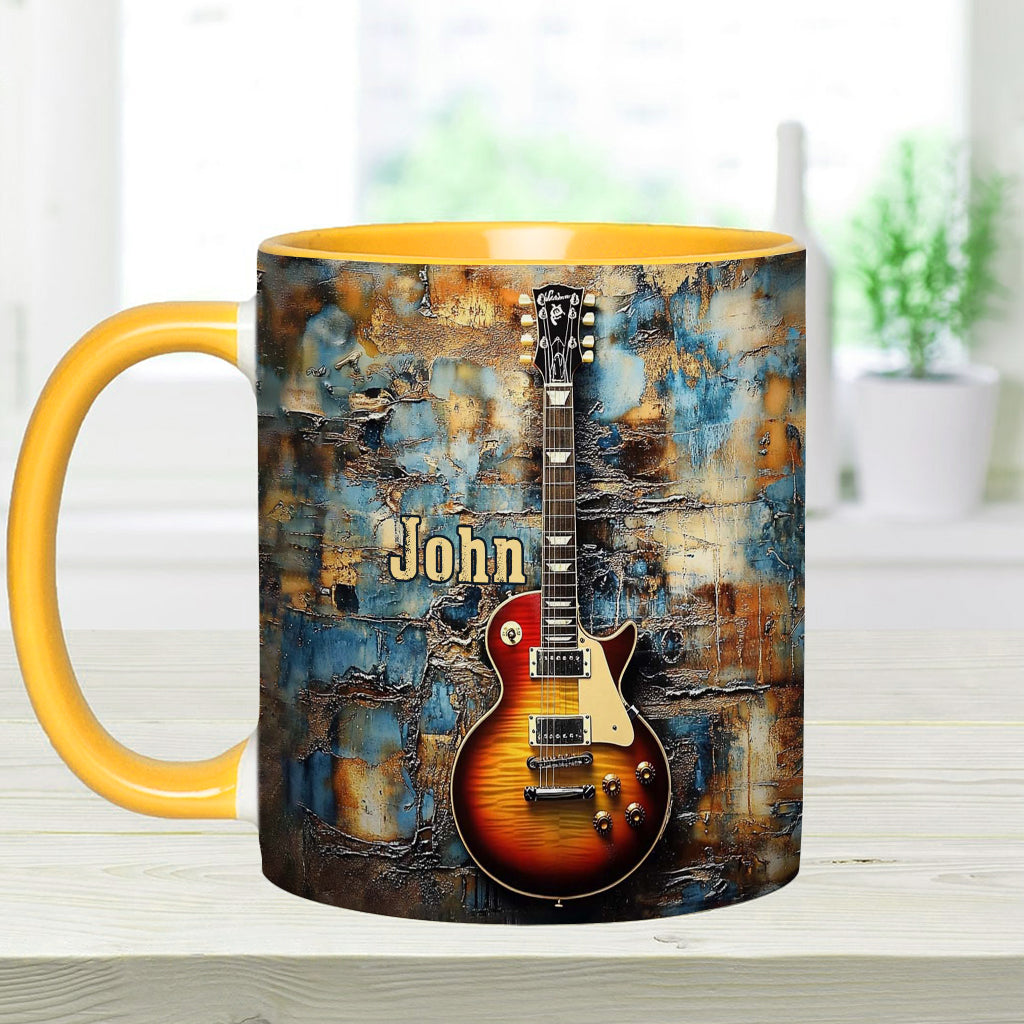 Vintage-E-Gitarre – personalisierte Tasse mit Gitarrenmotiv