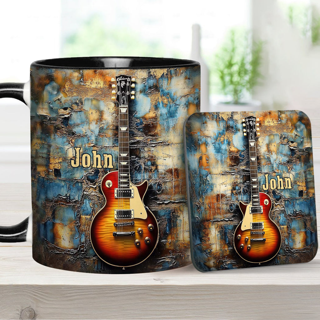 Vintage-E-Gitarre – personalisierte Tasse mit Gitarrenmotiv