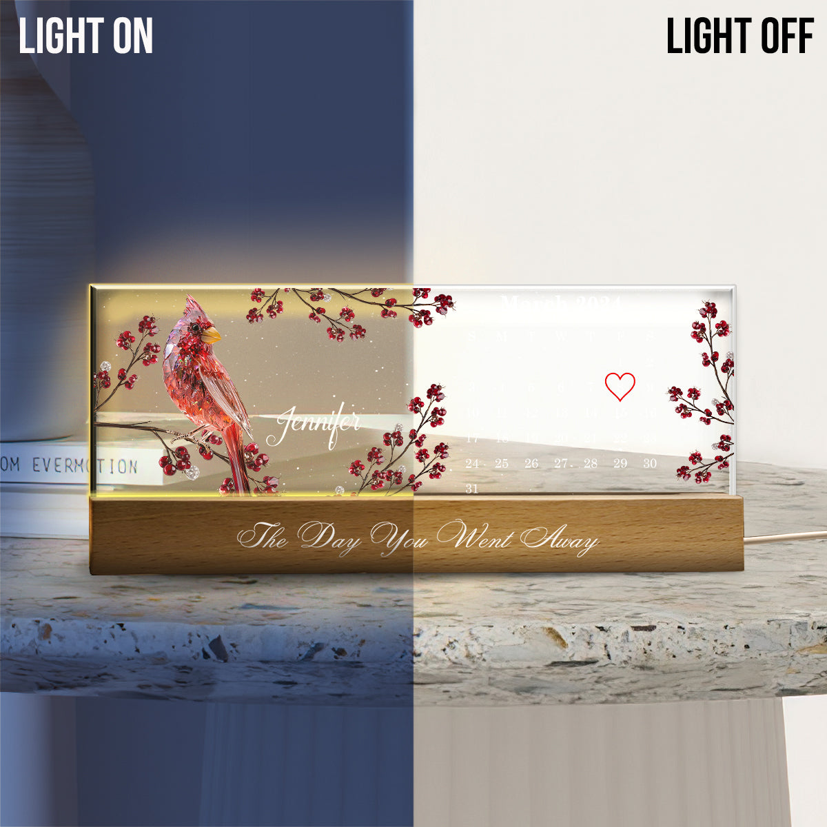 The Day You Went Away - Personalized Memorial Custom LED Night Light
