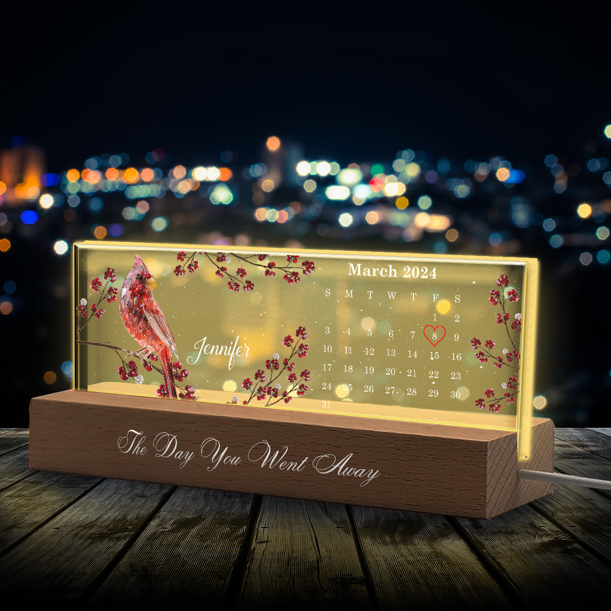 The Day You Went Away - Personalized Memorial Custom LED Night Light