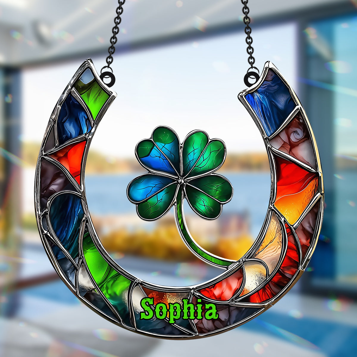 Good Luck Charm Horseshoe - Personalized Horse Window Hanging Suncatcher Ornament