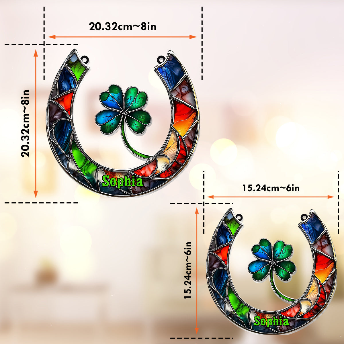 Good Luck Charm Horseshoe - Personalized Horse Window Hanging Suncatcher Ornament