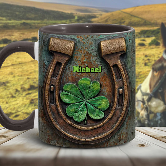 Vintage irische Harfe - Personalisierte Tasse mit Pferdemotiv