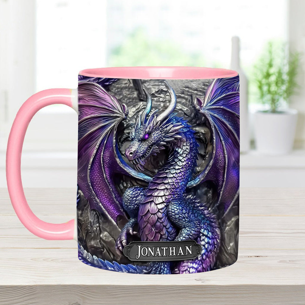 Lila Drache – Personalisierte Tasse mit Drachenmotiv