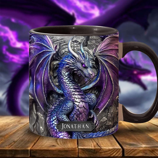 Lila Drache – Personalisierte Tasse mit Drachenmotiv