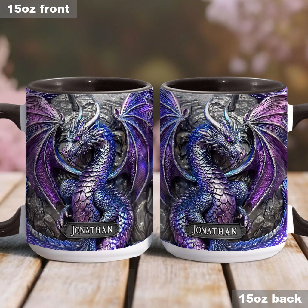 Lila Drache – Personalisierte Tasse mit Drachenmotiv