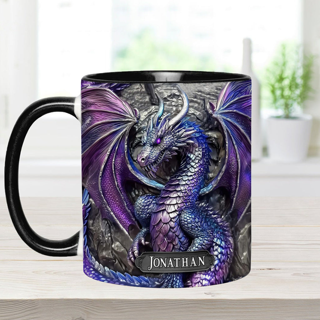 Lila Drache – Personalisierte Tasse mit Drachenmotiv