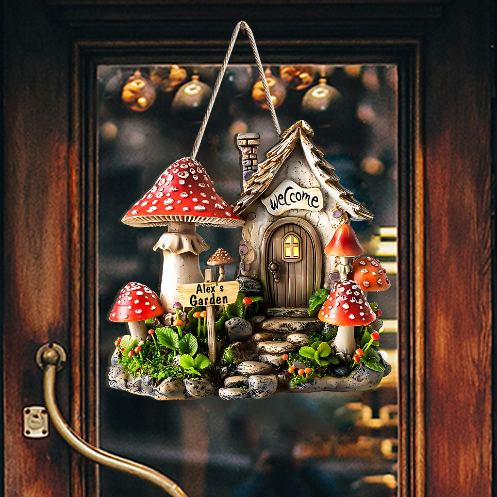 Pilzgarten – Personalisiertes Gartenschild aus Holz in individueller Form