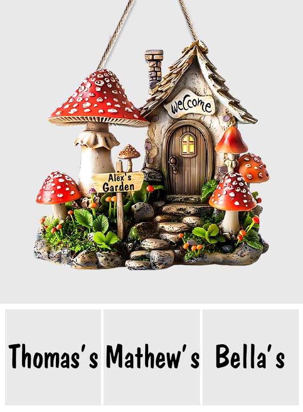 Pilzgarten – Personalisiertes Gartenschild aus Holz in individueller Form