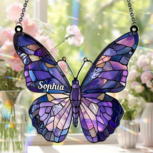 Beautifull Butterfly - Personalized Butterfly Window Hanging Suncatcher Ornament