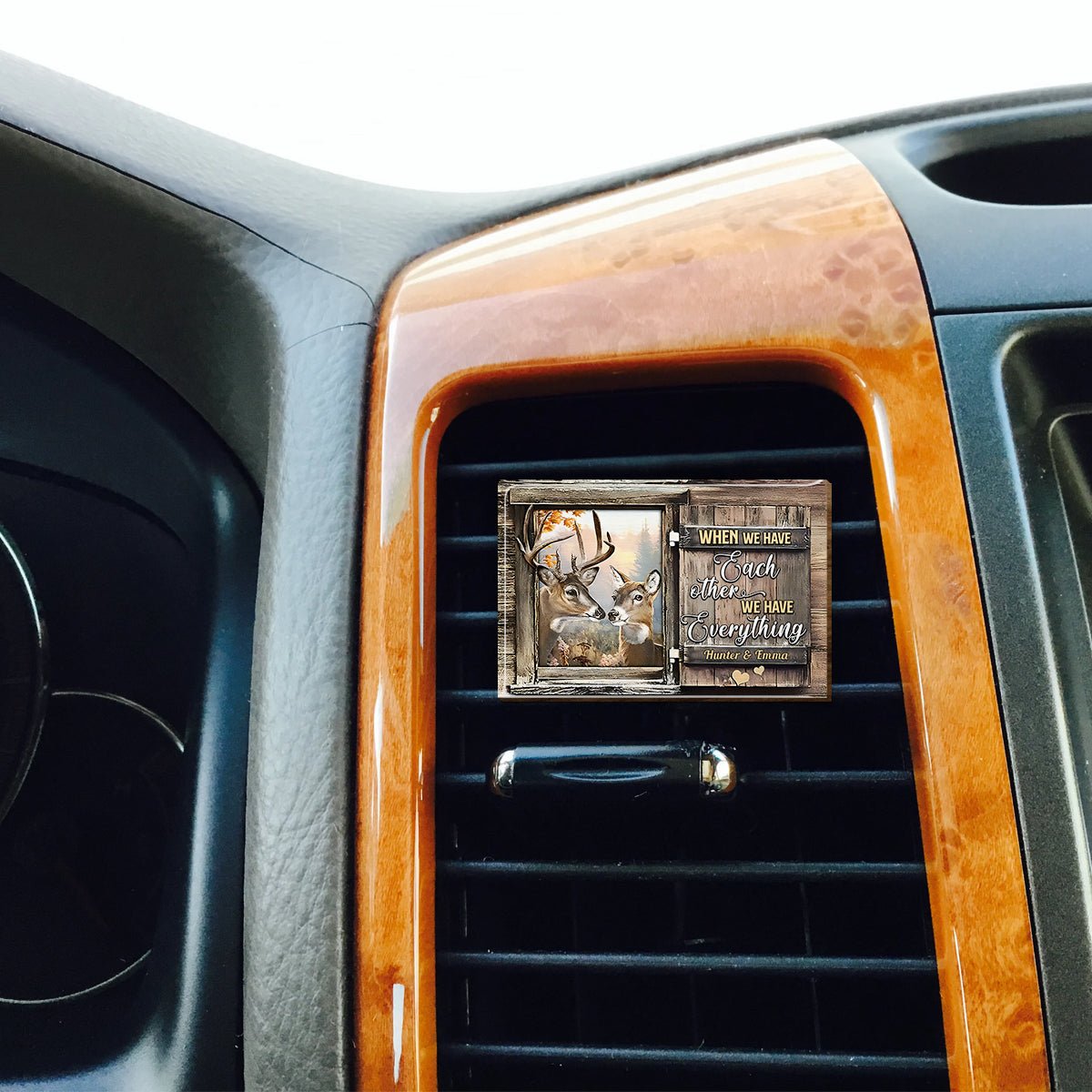 Fahr vorsichtig! Ich liebe dich! – Personalisierter Sonnenblendenclip in Jagdform