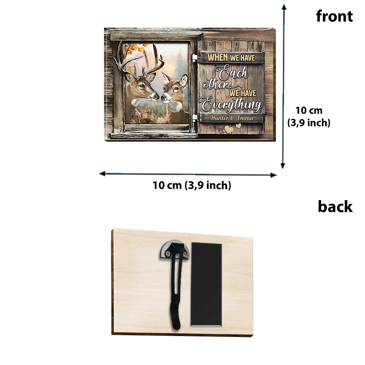 Fahr vorsichtig! Ich liebe dich! – Personalisierter Sonnenblendenclip in Jagdform