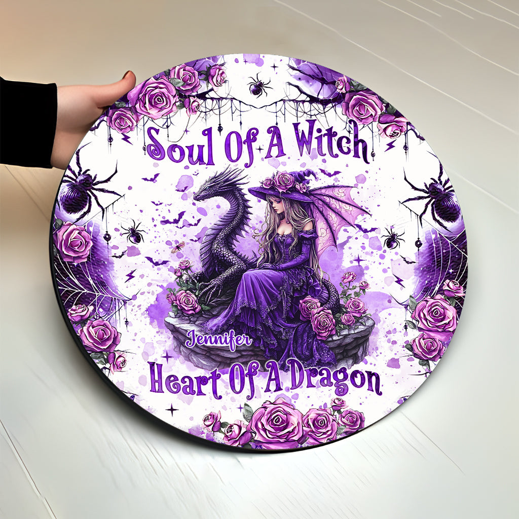 Soul Of A Witch Heart Of A Dragon - Personalized Witch Round Wood Sign