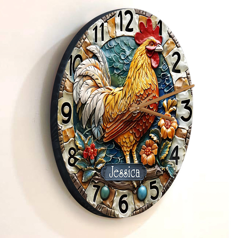 Good Morning - Personalized Chicken Wall Clock