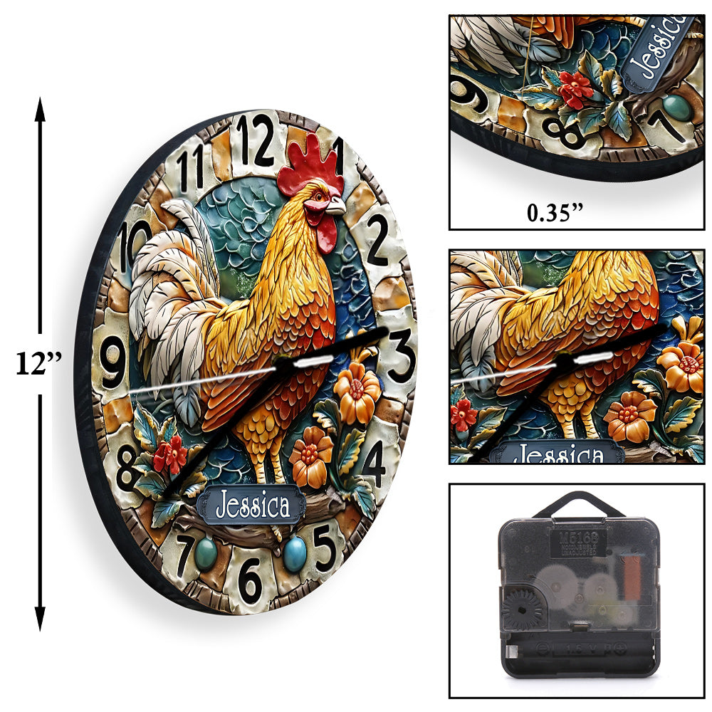 Good Morning - Personalized Chicken Wall Clock