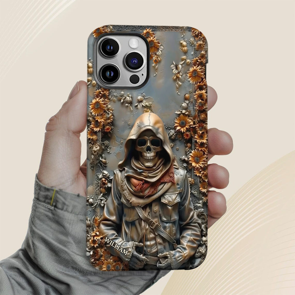Vintage-Totenkopf – Personalisierte Handyhülle mit Totenkopf-Vollbild