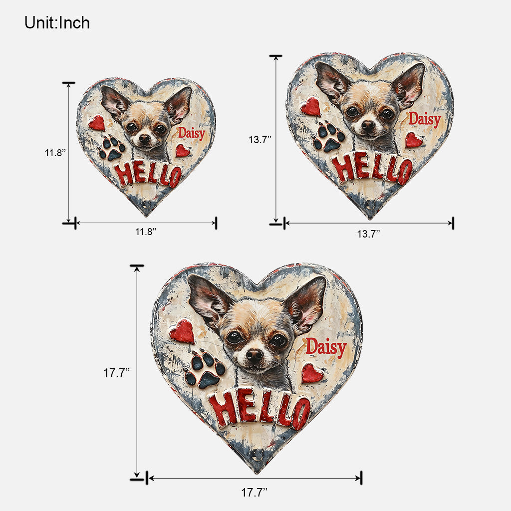 Hallo Chihuahua – Personalisiertes Holzschild in individueller Chihuahua-Form