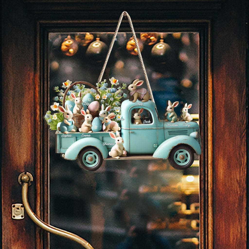 Mama/ Nana's ... Bunnies - Personalized Grandma Custom Shaped Wood Sign