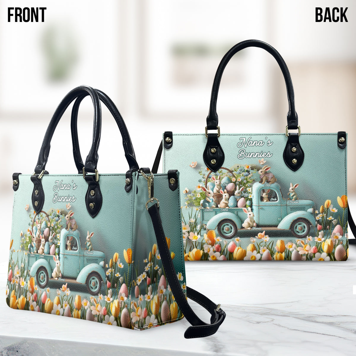 Mamas/Nanas ... Häschen - Personalisierte Oma-Lederhandtasche