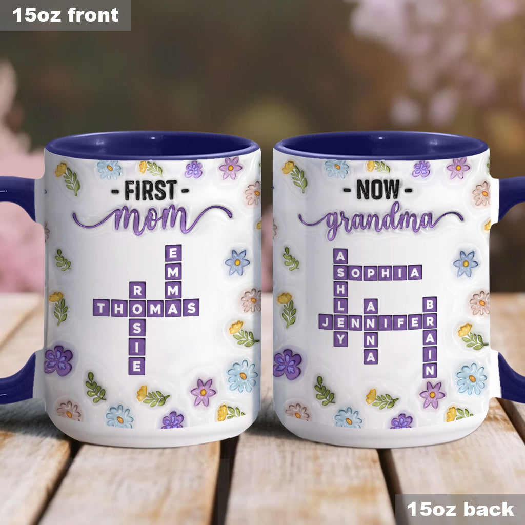 First Mom Now Grandma - Personalized Grandma Accent Mug