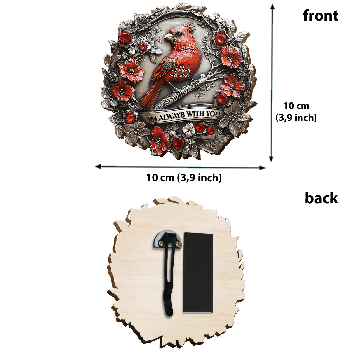 I'm Always With You - Personalized Memorial Shaped Car Visor Clip