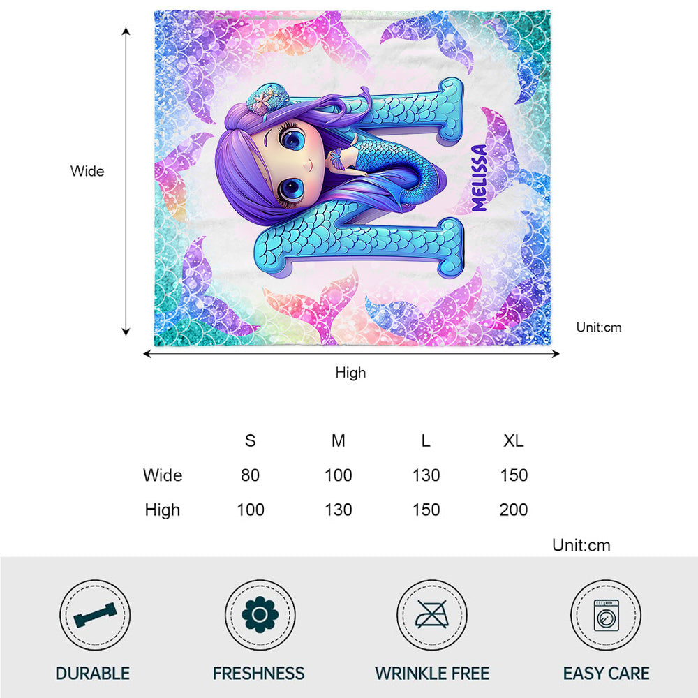 Niedlicher Meerjungfrauen-Brief - Personalisierte Kinderdecke