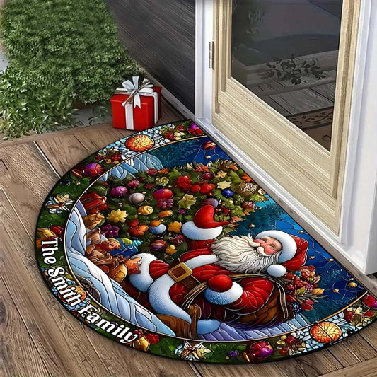 Merry Christmas - Personalized Family Shaped Doormat