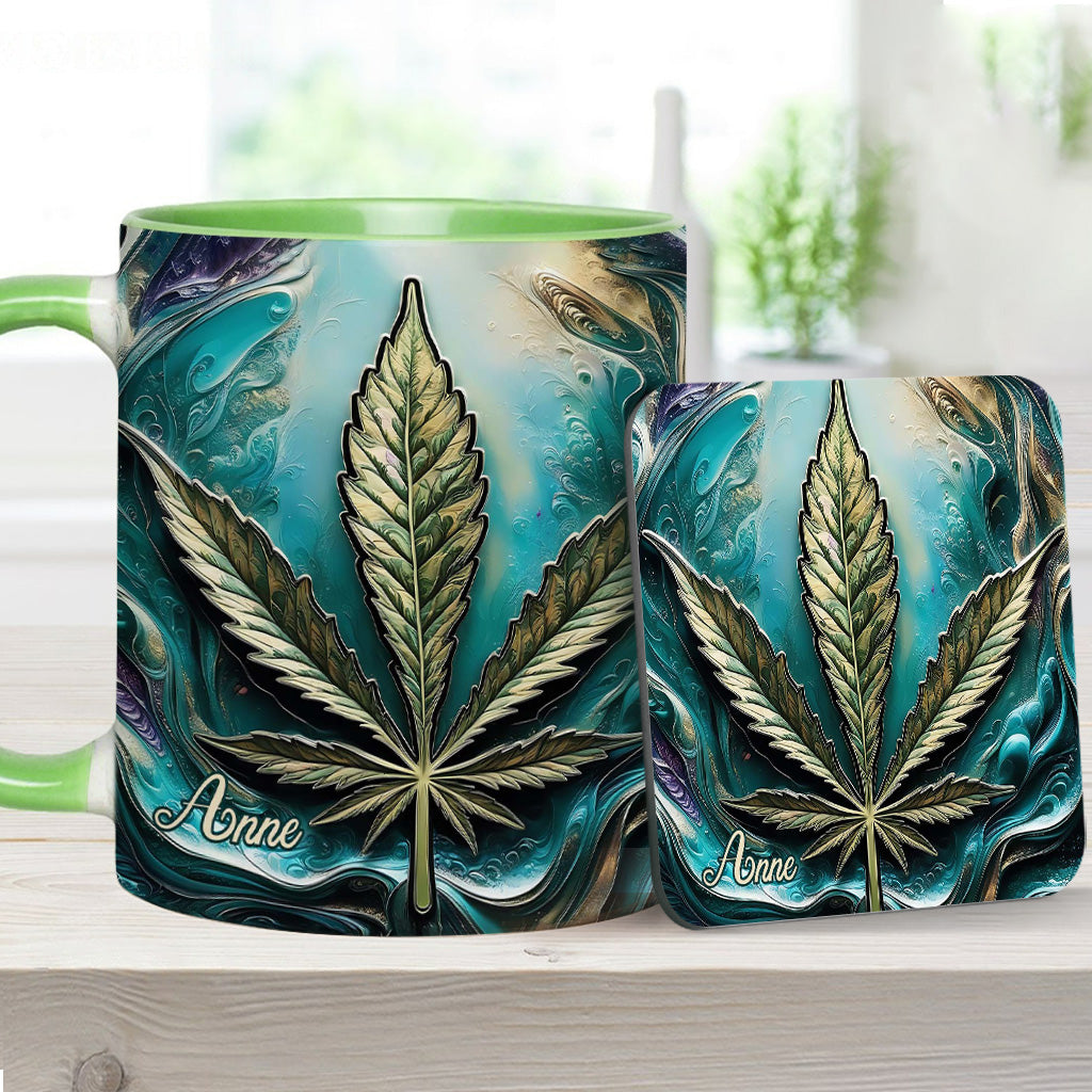 Psychedelisch - Personalisierte Tasse mit Cannabis-Motiv