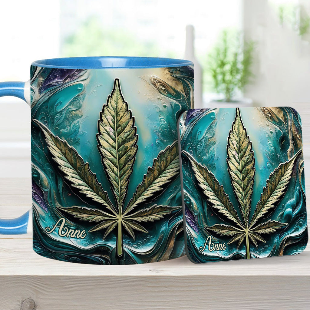 Psychedelisch - Personalisierte Tasse mit Cannabis-Motiv