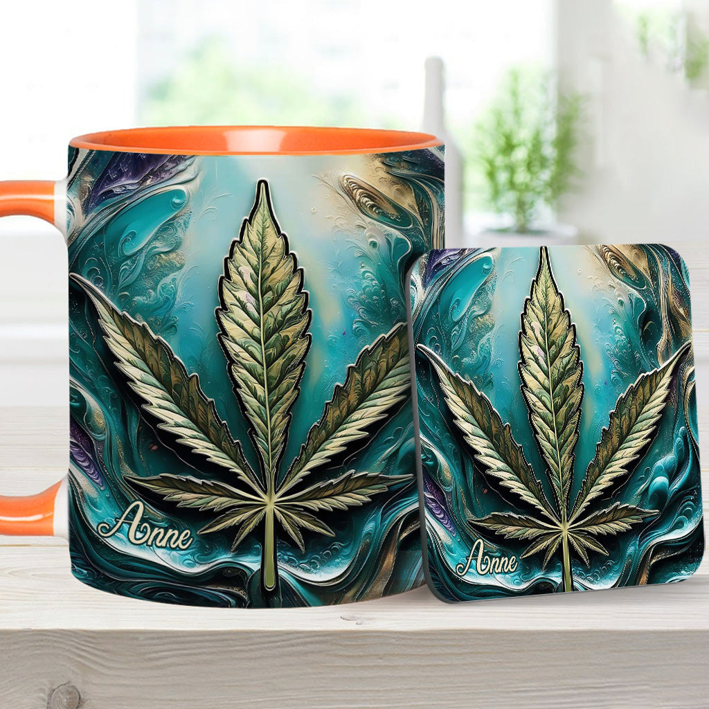 Psychedelisch - Personalisierte Tasse mit Cannabis-Motiv