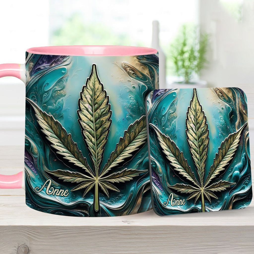 Psychedelisch - Personalisierte Tasse mit Cannabis-Motiv