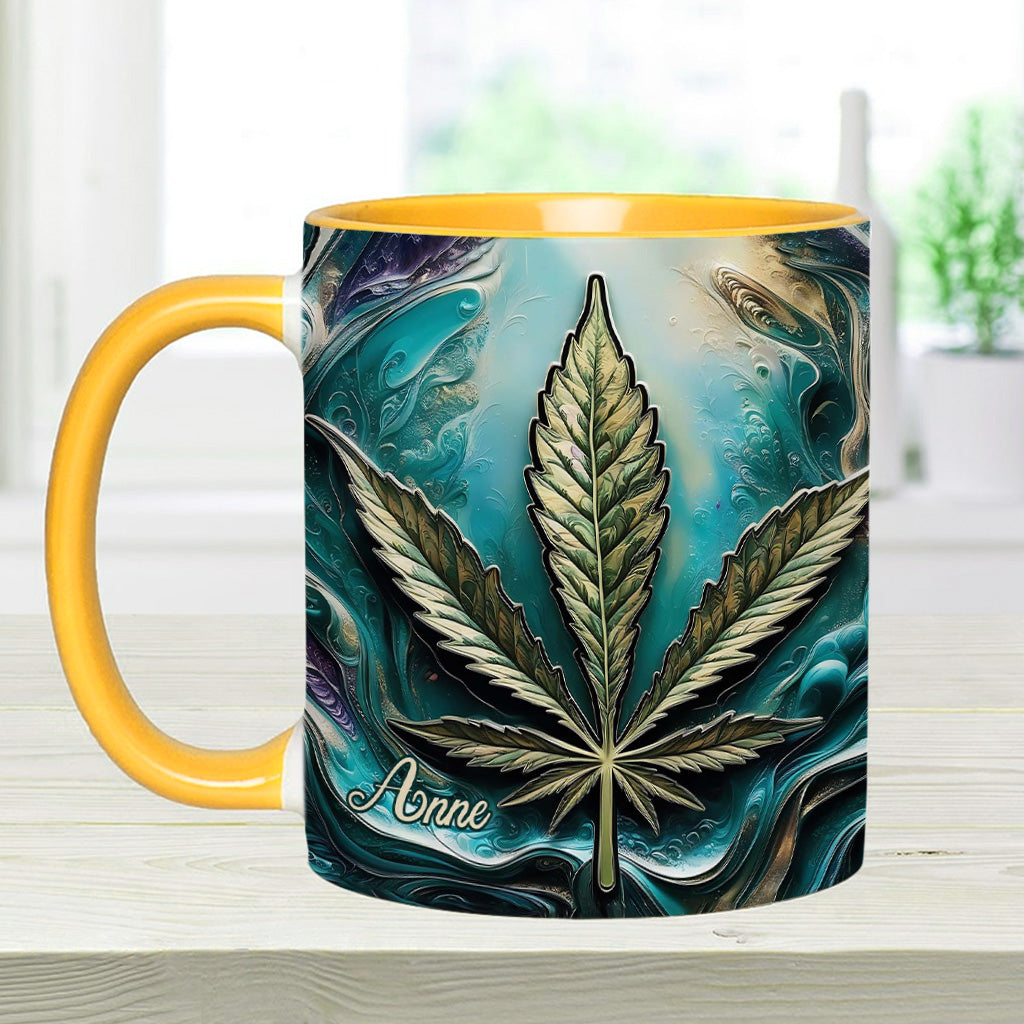 Psychedelisch - Personalisierte Tasse mit Cannabis-Motiv
