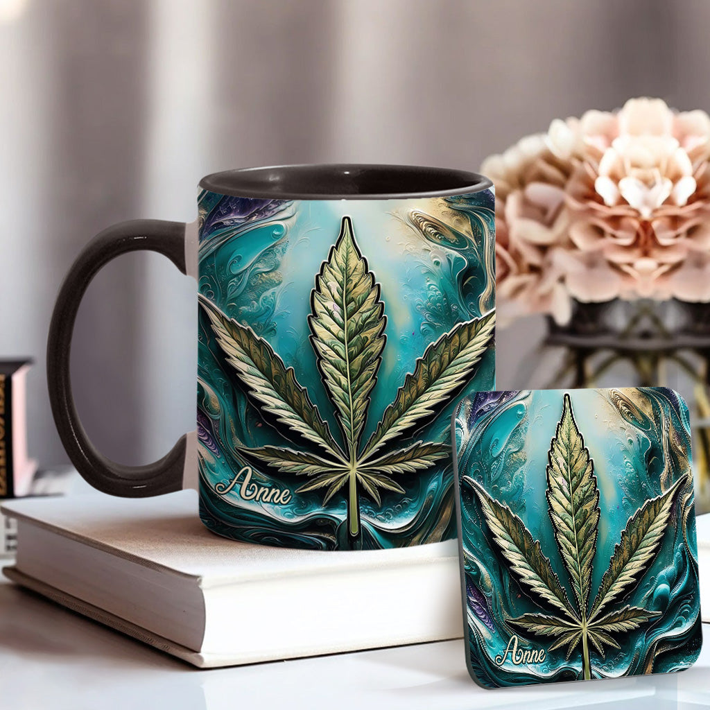 Psychedelisch - Personalisierte Tasse mit Cannabis-Motiv